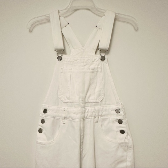 SHEIN White Denim Overalls with Adjustable Straps Women's XS size 2 Slant Pocket - Picture 3 of 7